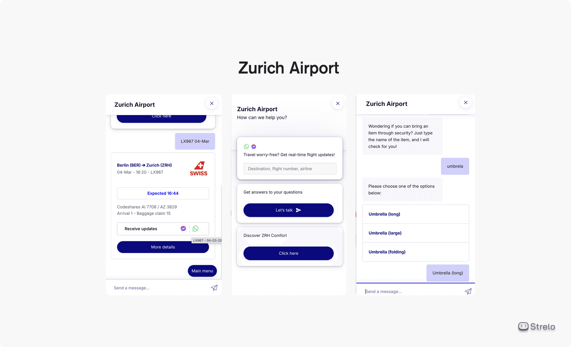 Chatbot/Atendente Virtual Aeroporto de Zurique