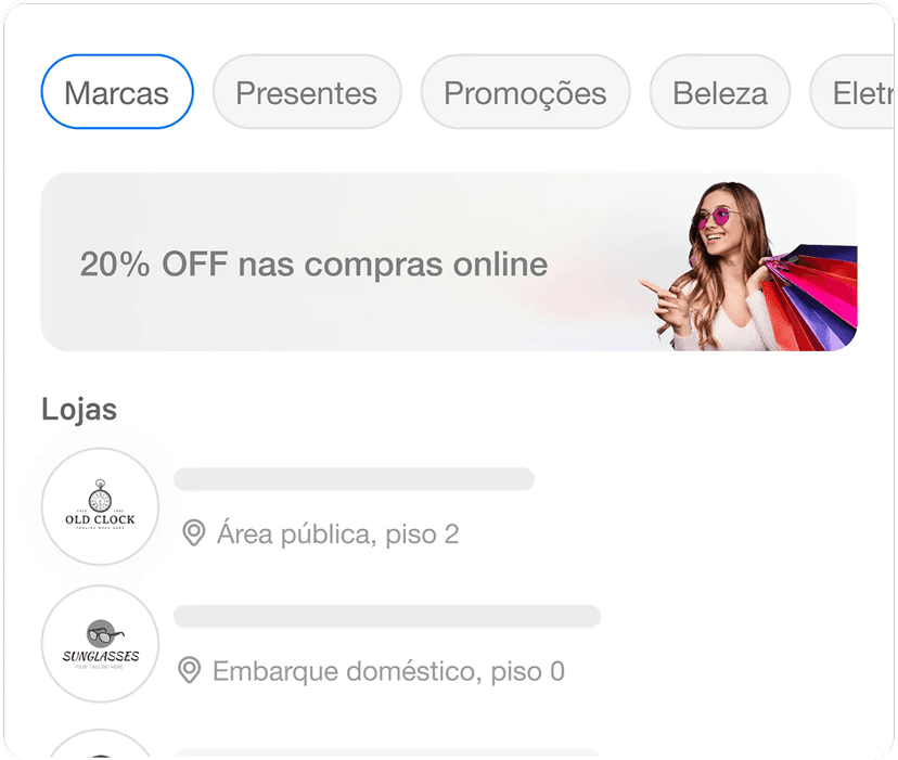 Páginas promocionais e categorias de produtos