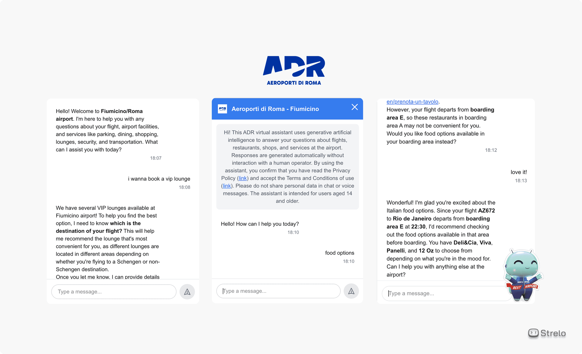 Chatbot/Atendente Virtual Aeroporto de Roma